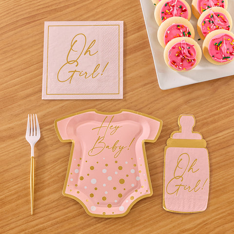 Sophistiplate Paper Plates and Napkins, "Hey Baby!" Pink