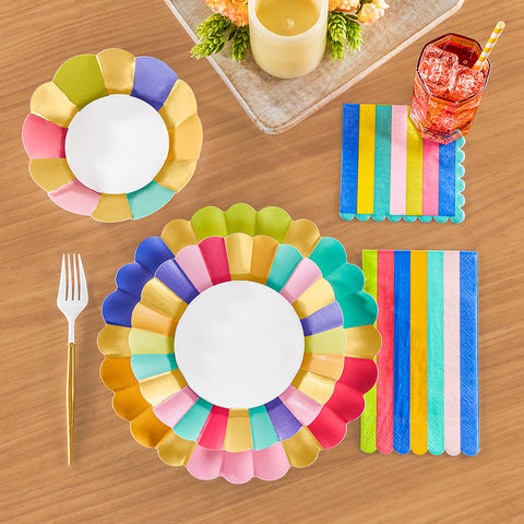 Sophistiplate Paper Plates and Napkins, Panoply Rainbow Sunshine
