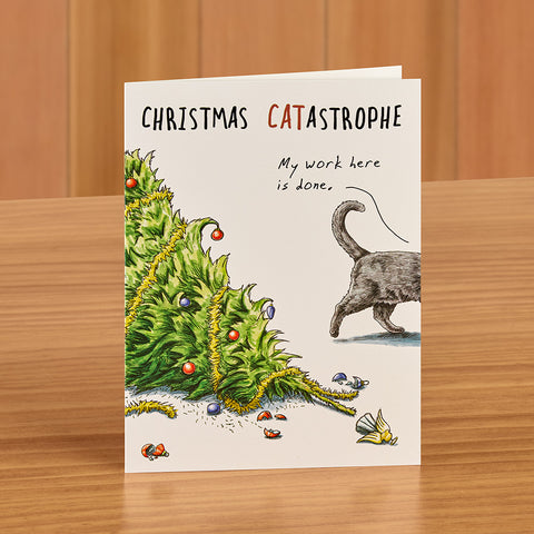 Hester & Cook Christmas Card, "Christmas Catastrophe" Cat