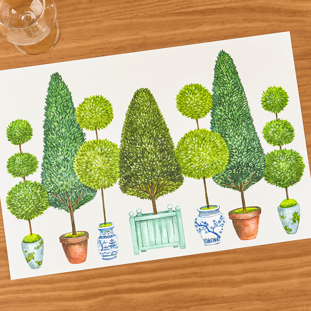 Hester & Cook Paper Placemats, Topiary Garden