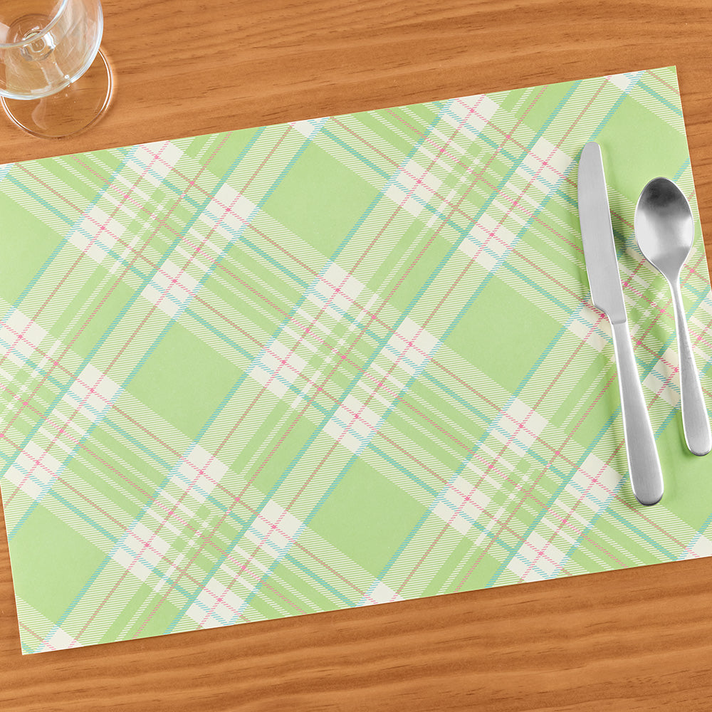 Hester & Cook Paper Placemats, Green Plaid