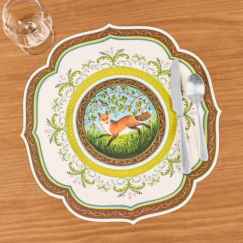 Hester & Cook Paper Placemats, Fanciful Fox China