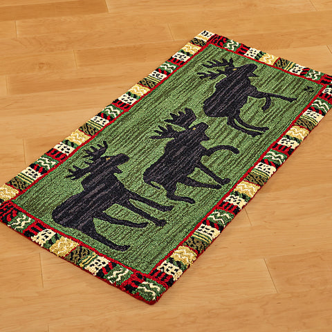 Chandler 4 Corners 2' x 4' Hooked Wool Rug, Argyle Moose