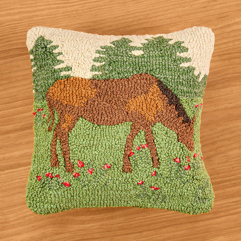 Chandler 4 Corners 14" Hooked Wool Pillow, Bay Horse