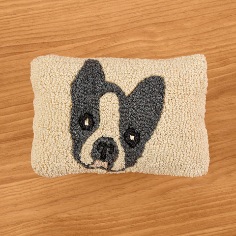 Chandler 4 Corners 8" x 12" Hooked Wool Pillow, Boston Terrier