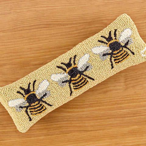 Chandler 4 Corners 24" x 8" Hooked Wool Pillow, Bumblebee Trio