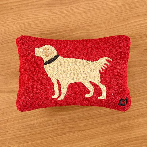 Chandler 4 Corners 12 x 18" Hooked Wool Pillow, Golden Guy Retriever