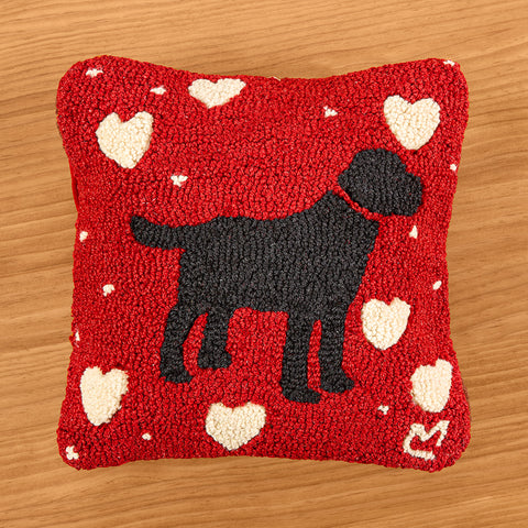 Chandler 4 Corners 14" Hooked Wool Pillow, Lab Love