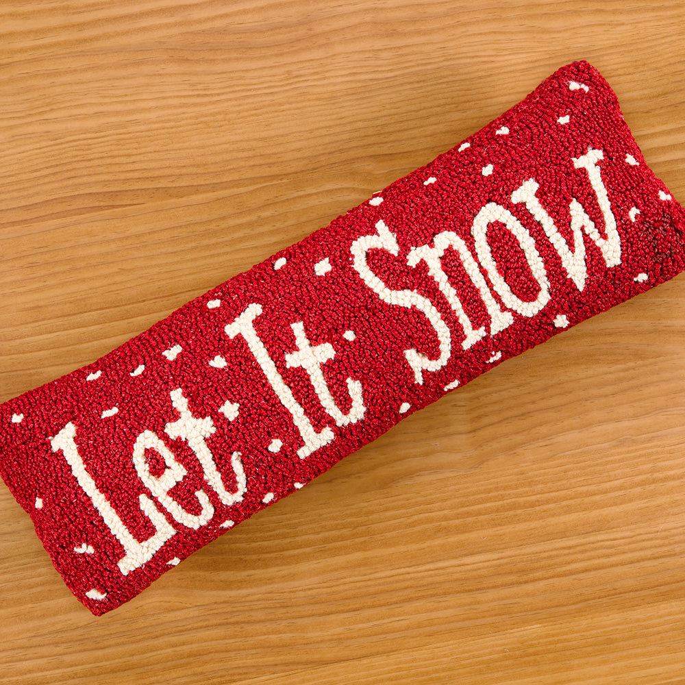 Chandler 4 Corners 24" x 8" Hooked Wool Pillow, "Let It Snow"