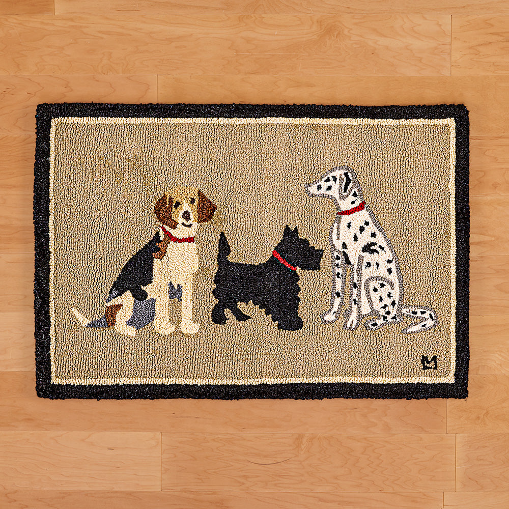 Chandler 4 Corners 2' x 3' Hooked Wool Rug, Lovable Pets – Beagle, Terrier, Dalmatian