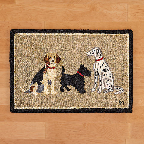 Chandler 4 Corners 2' x 3' Hooked Wool Rug, Lovable Pets – Beagle, Terrier, Dalmatian