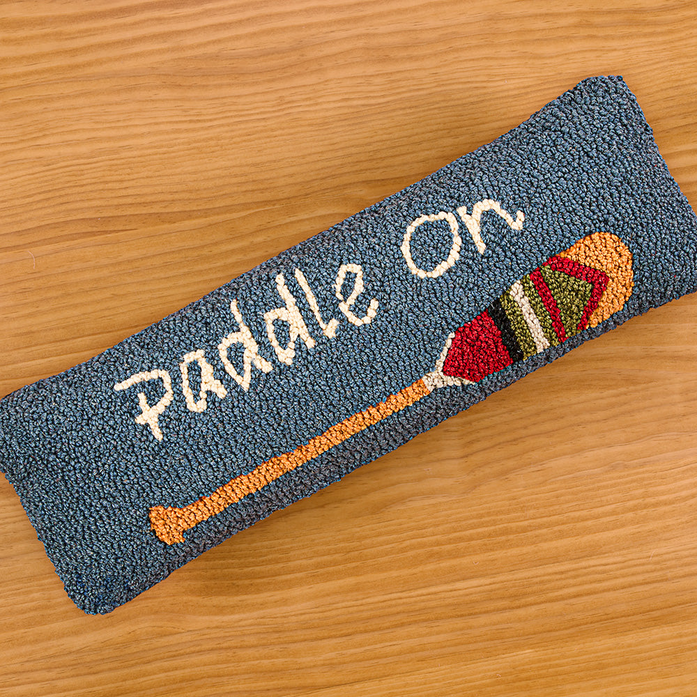 Chandler 4 Corners 8" x 24" Hooked Wool Pillow, "Paddle On"