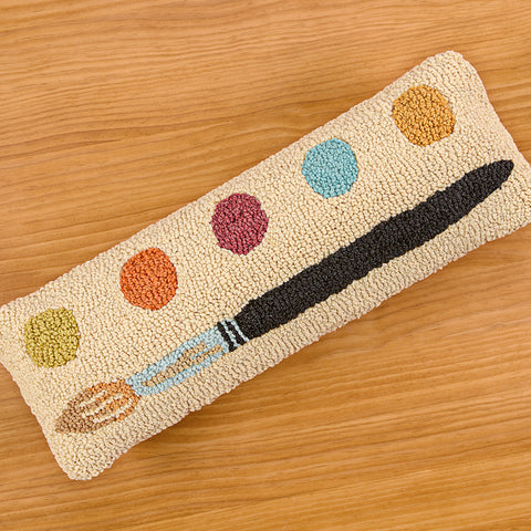 Chandler 4 Corners 24" x 8" Hooked Wool Pillow, Paint Brush