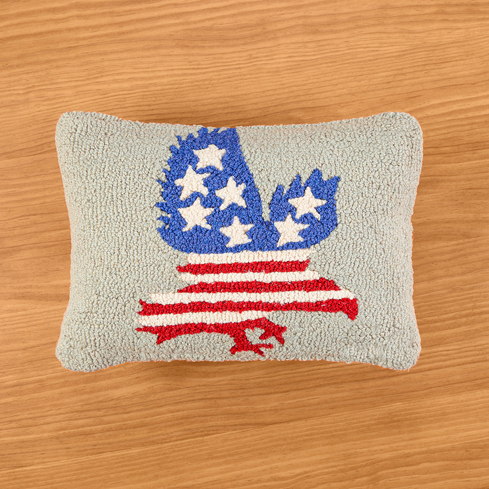Chandler 4 Corners 20" x 14" Hooked Wool Pillow, Patriotic Eagle