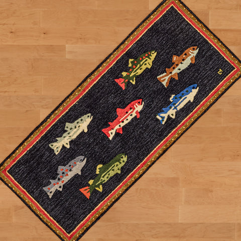 Chandler 4 Corners 30" x 6' Hooked Wool Runner, River Fish