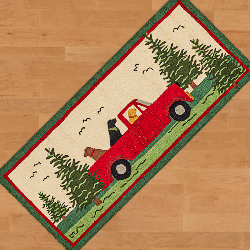 Chandler 4 Corners 30" x 6' Hooked Wool Runner, Dogs on Road Trip