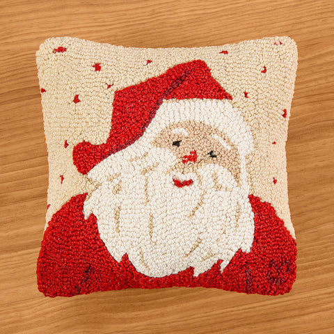 Chandler 4 Corners 14" Hooked Wool Pillow, Sweet Santa