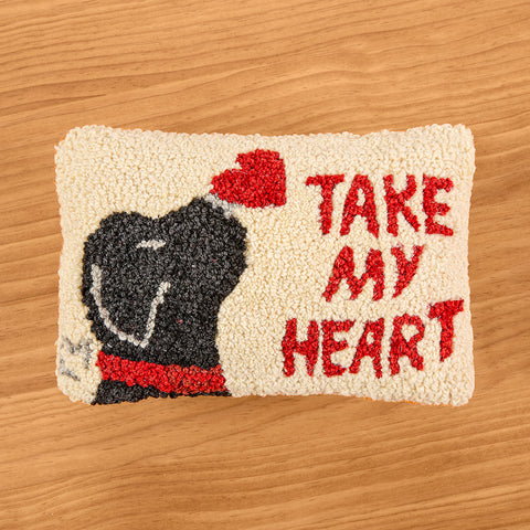 Chandler 4 Corners 8" x 12" Hooked Wool Pillow, "Take My Heart" Lab