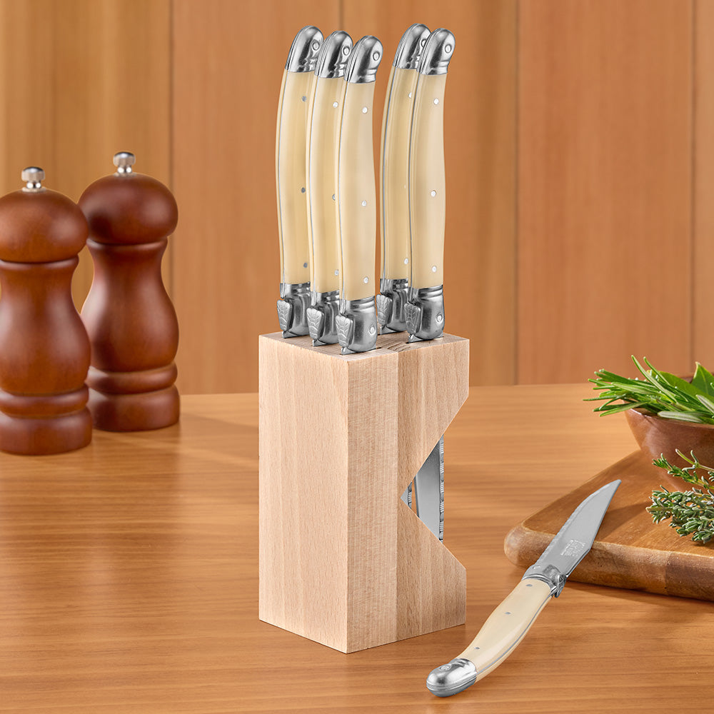 Laguiole André Verdier Debutant Steak Knife Block Set