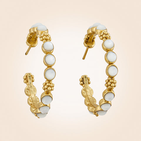 Capucine De Wulf Berry Gem Gold and Pearl Hoop Earrings