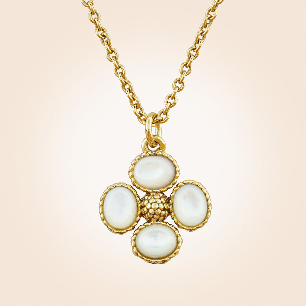 Capucine De Wulf Berry Clover Double-Sided Gold and Pearl Charm Necklace
