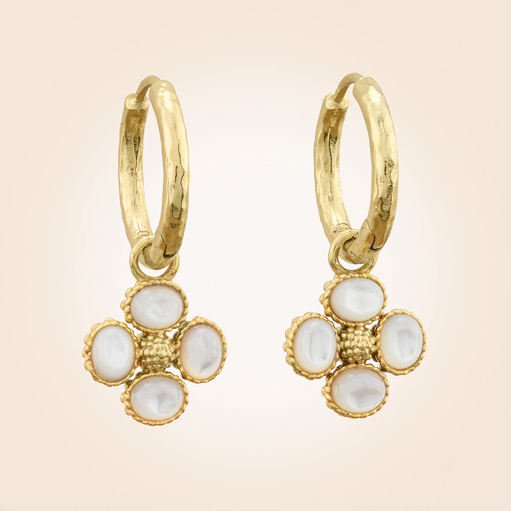 Capucine De Wulf Berry Clover Double-Sided Gold and Pearl Charm Earrings