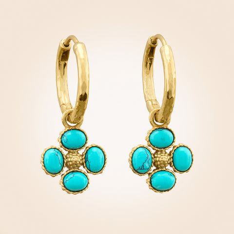 Capucine De Wulf Berry Clover Double-Sided Gold and Turquoise Charm Earrings