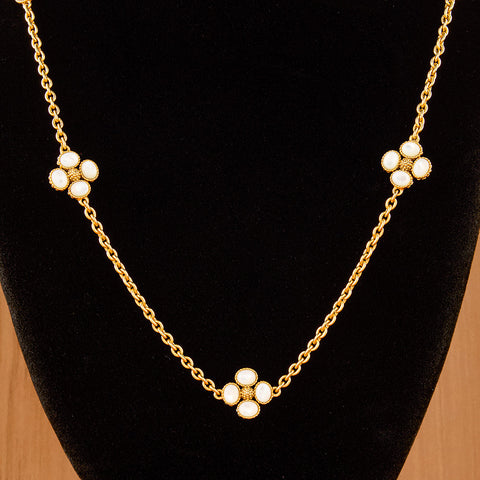 Capucine De Wulf Berry Clover Double-Sided Gold and Pearl Station Necklace