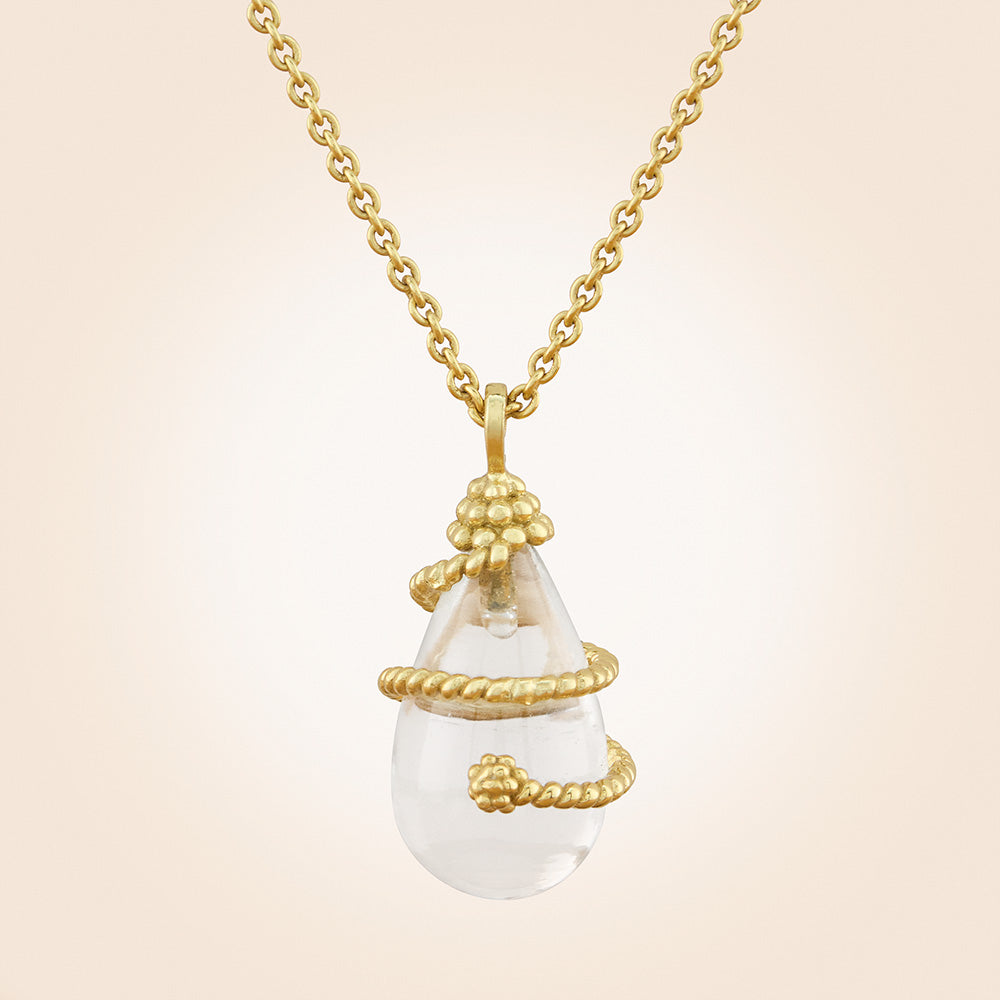 Capucine De Wulf Lily Drop Gold Quartz Pendant Necklace