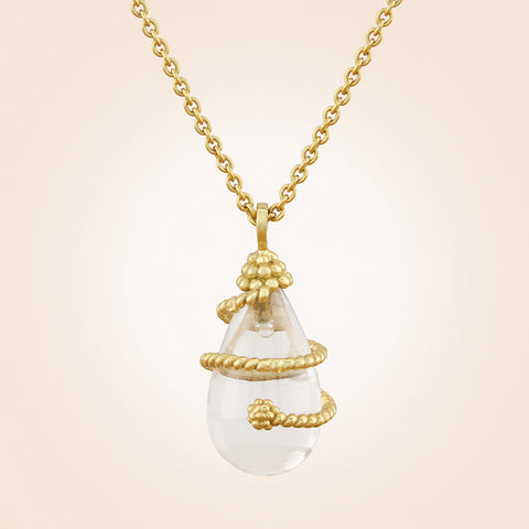 Capucine De Wulf Lily Drop Gold Quartz Pendant Necklace