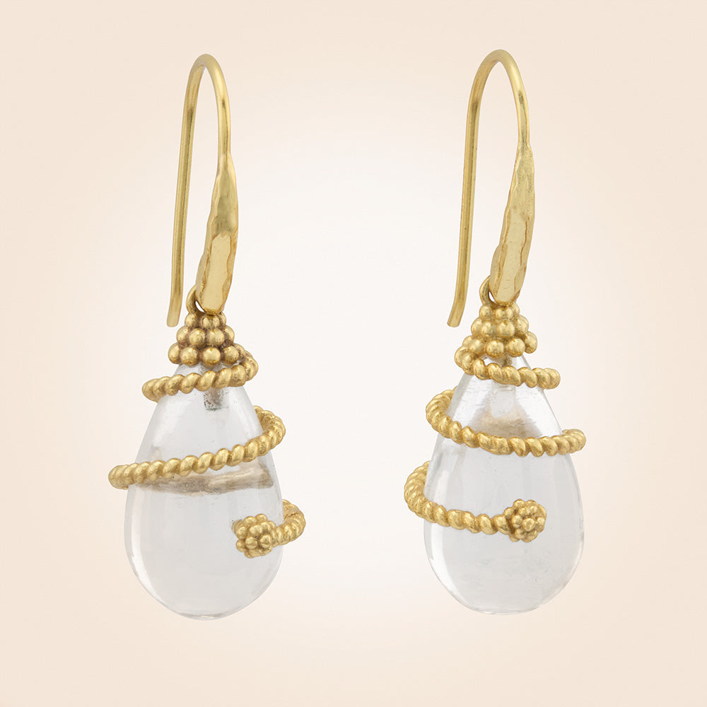 Capucine De Wulf Lily Drop Gold Quartz Earrings