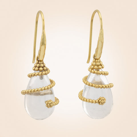 Capucine De Wulf Lily Drop Gold Quartz Earrings