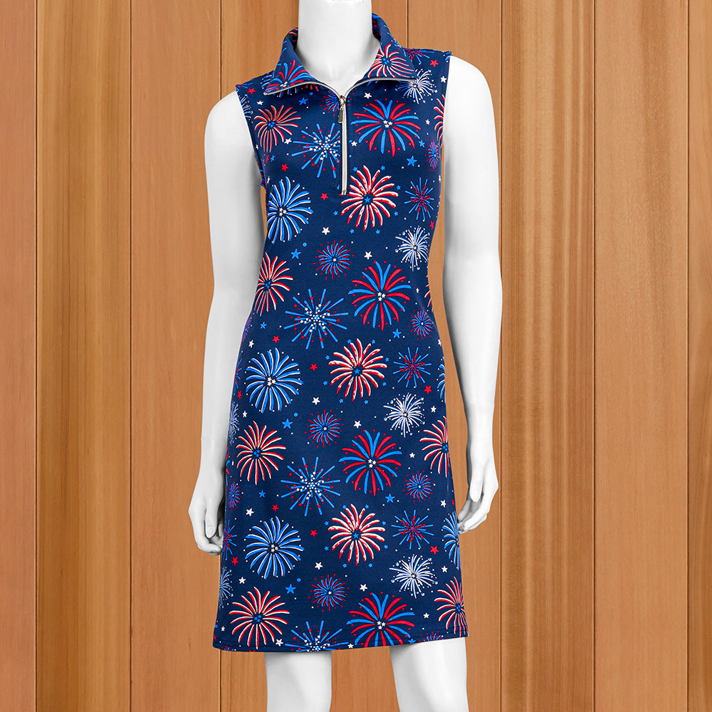 Lulu-B Zip-Neck Sun Protection Dress, 4th of July Fireworks