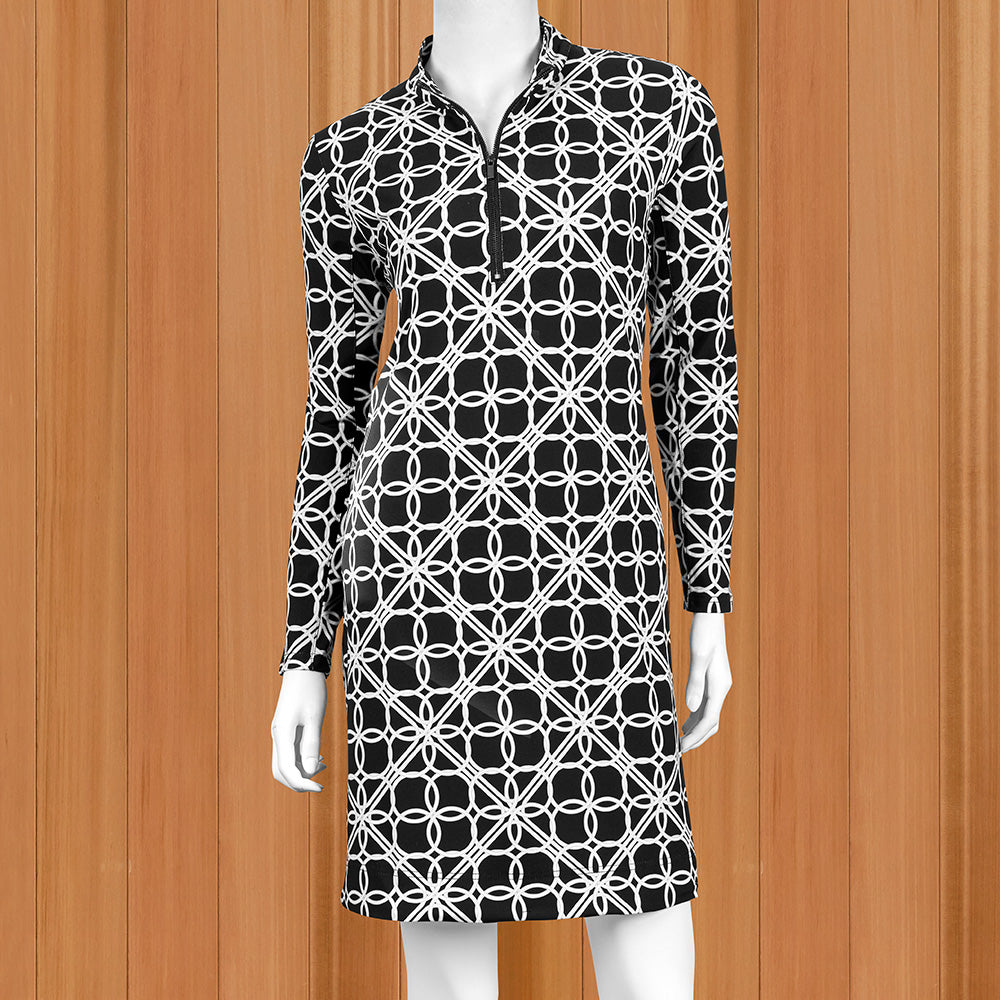 Lulu-B Zip-Neck Long Sleeve Sun Protection Dress, Interlocking Rings