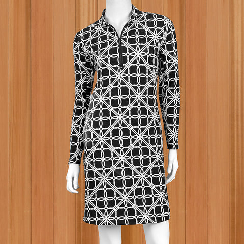 Lulu-B Zip-Neck Long Sleeve Sun Protection Dress, Interlocking Rings