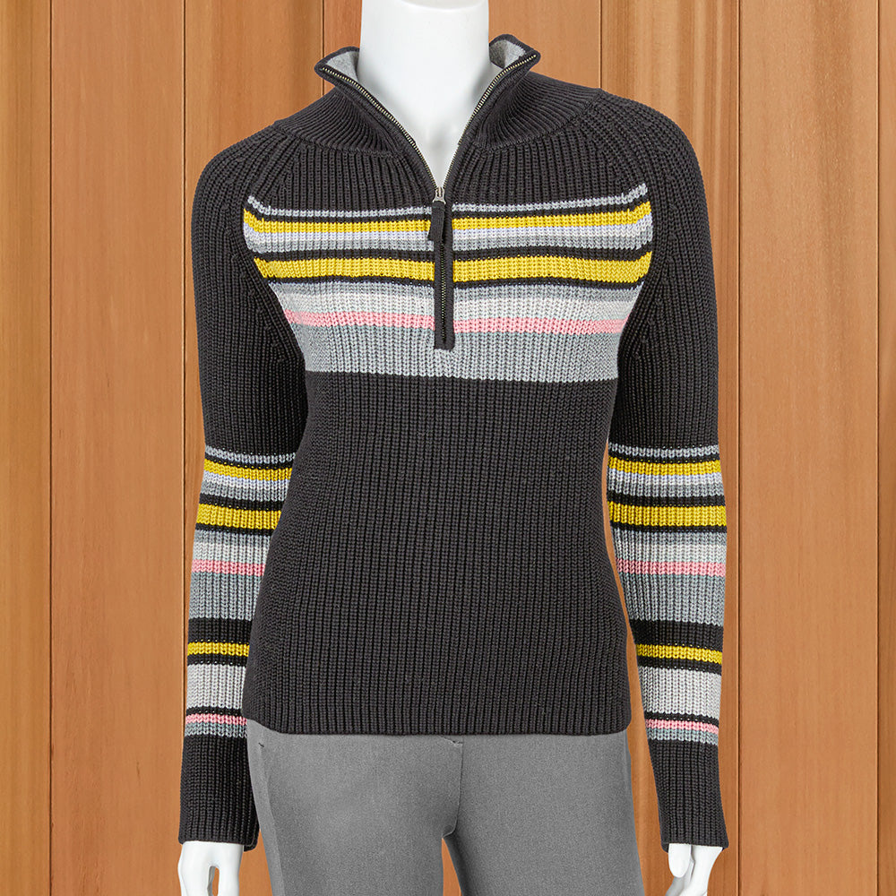 &Isla Striped Quarter-Zip Sweater