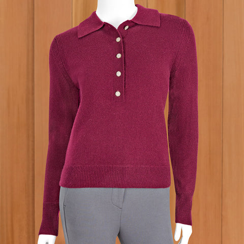 Kinross Crystal Button Polo Sweater