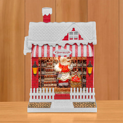 LED Glitter Swirl Snow Globe, Santa's Winter Winery