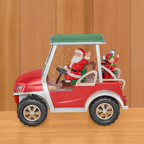 LED Glitter Swirl Snow Globe, Golf Cart Santa