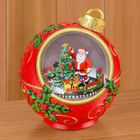 LED Glitter Swirl Ornament Snow Globe, Santa Decorating Tree