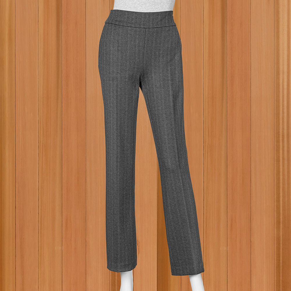 Renuar Petite Knit Pull-On Flare-Leg Pants, Herringbone Stripe