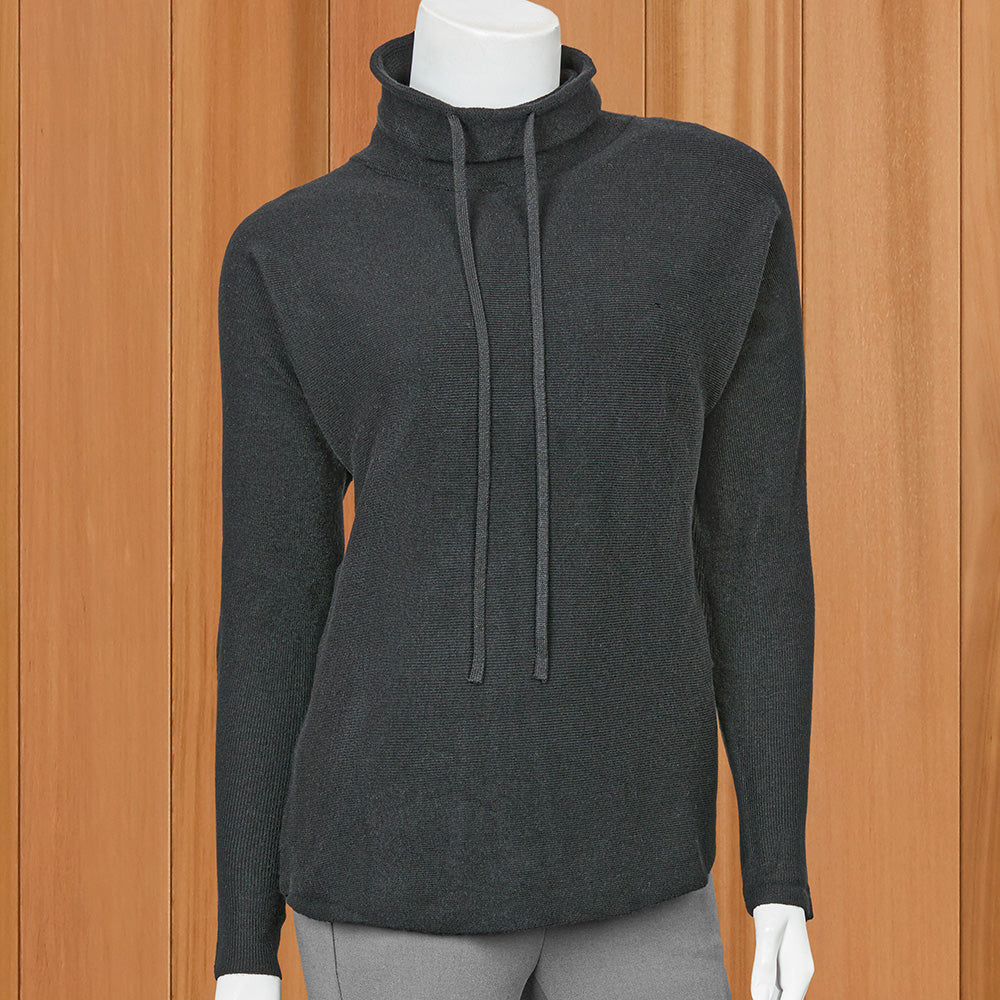 Renuar Comfy-Knit Drawstring Funnel Neck Sweater