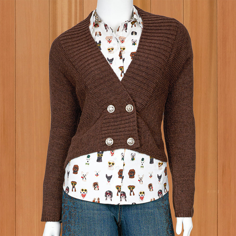 Renuar Cropped Double-Breasted Cardigan