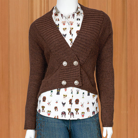 Renuar Cropped Double-Breasted Cardigan