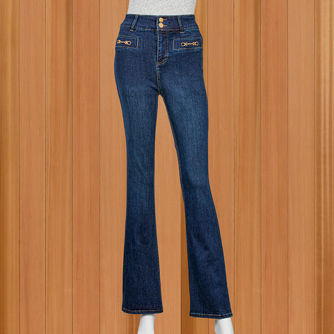 Renuar Luxe Horsebit Hardware Boot Leg Jeans