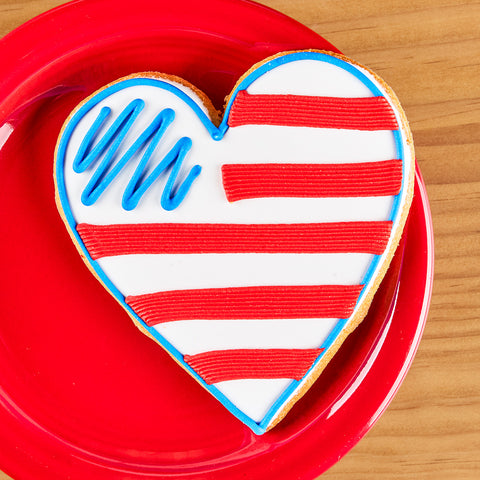 O' My Goodness! Frosted Butter Cookie, American Flag Heart