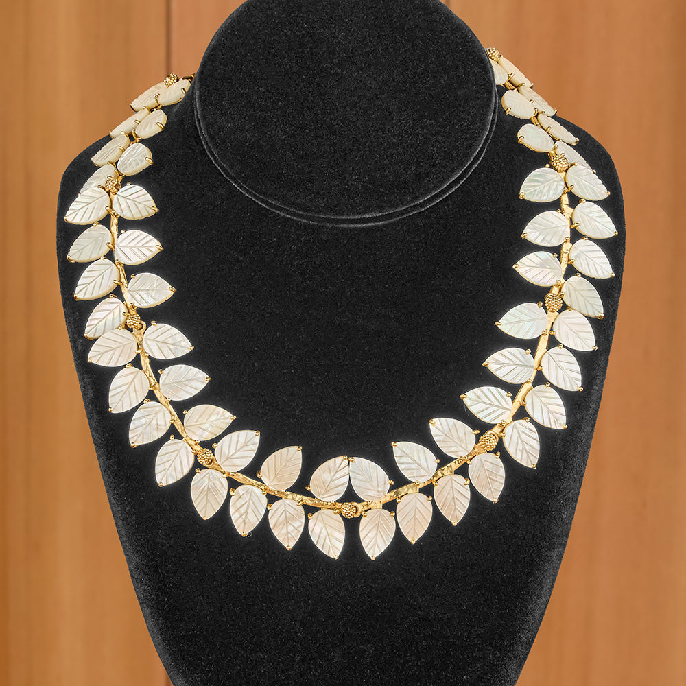 Capucine De Wulf Mermaid Garden Gold and Pearl Beaded Vine Necklace