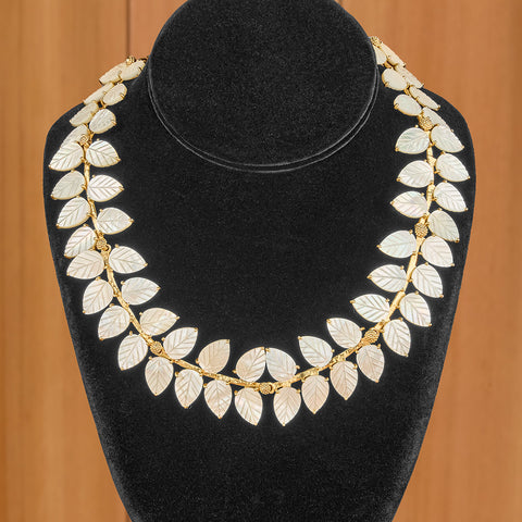 Capucine De Wulf Mermaid Garden Gold and Pearl Beaded Vine Necklace
