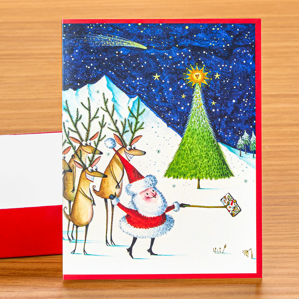 Caspari Holiday Christmas Cards, Santa's Selfies