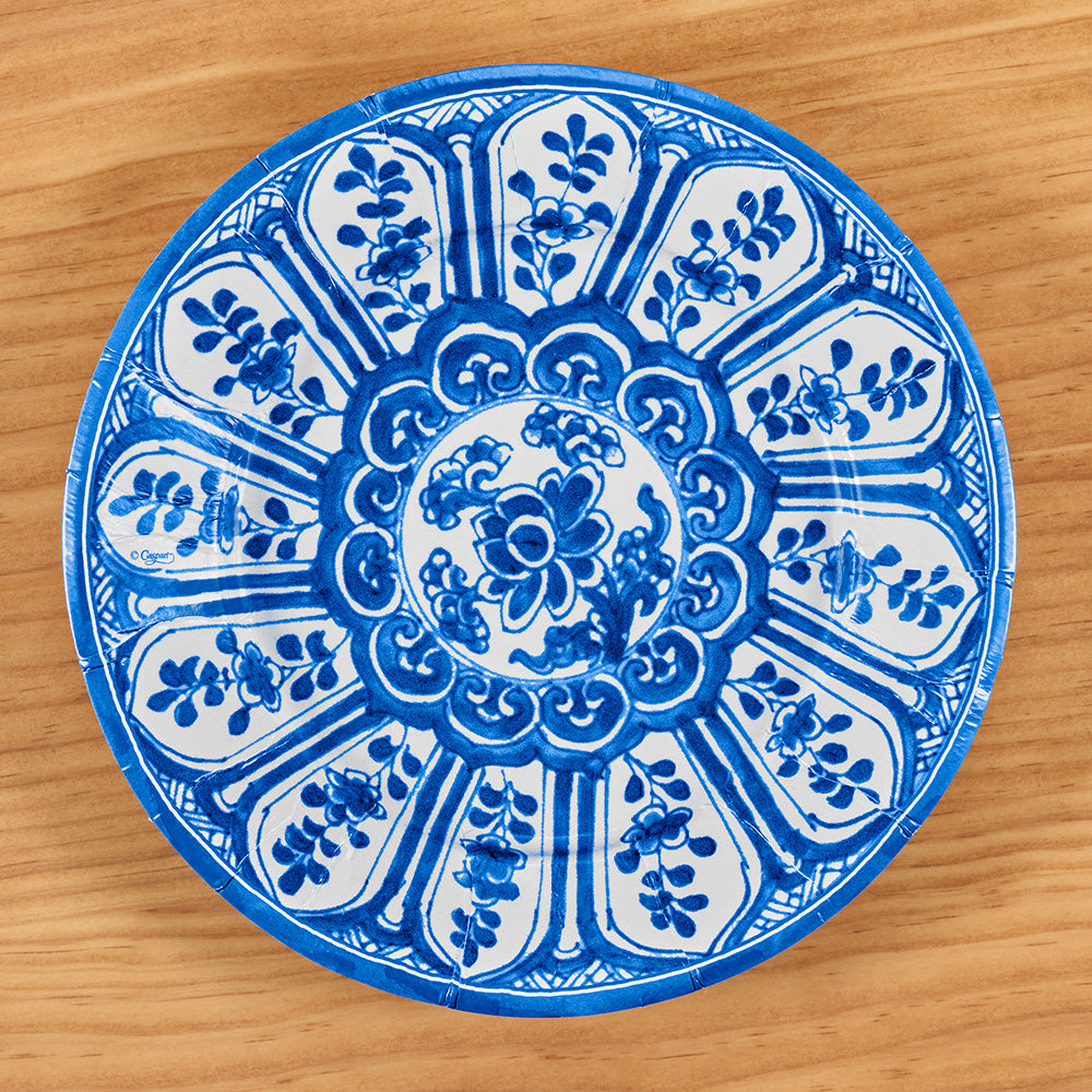 Caspari Paper Plates, Indigo Garden